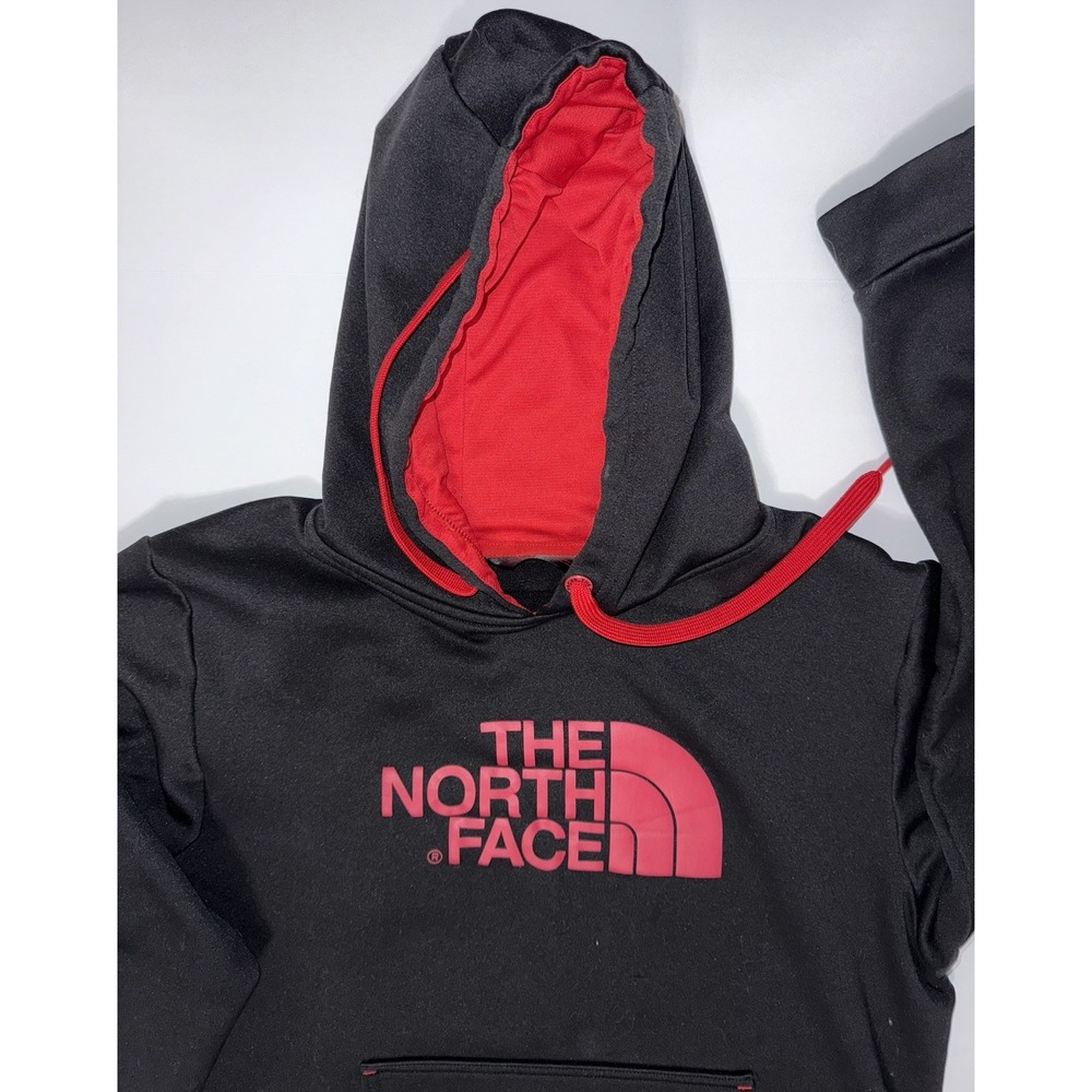 The North Face Black Red Logo Polyester‎ Hoodie Sweatshirt Men's medium. - Picture 2 of 7